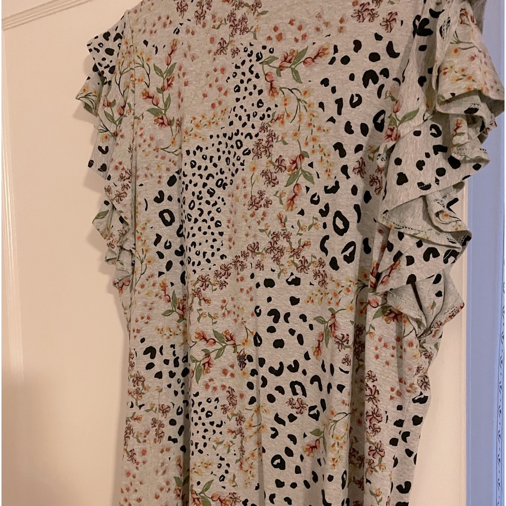 Rachel Roy animal print shirt with flutter sleeves